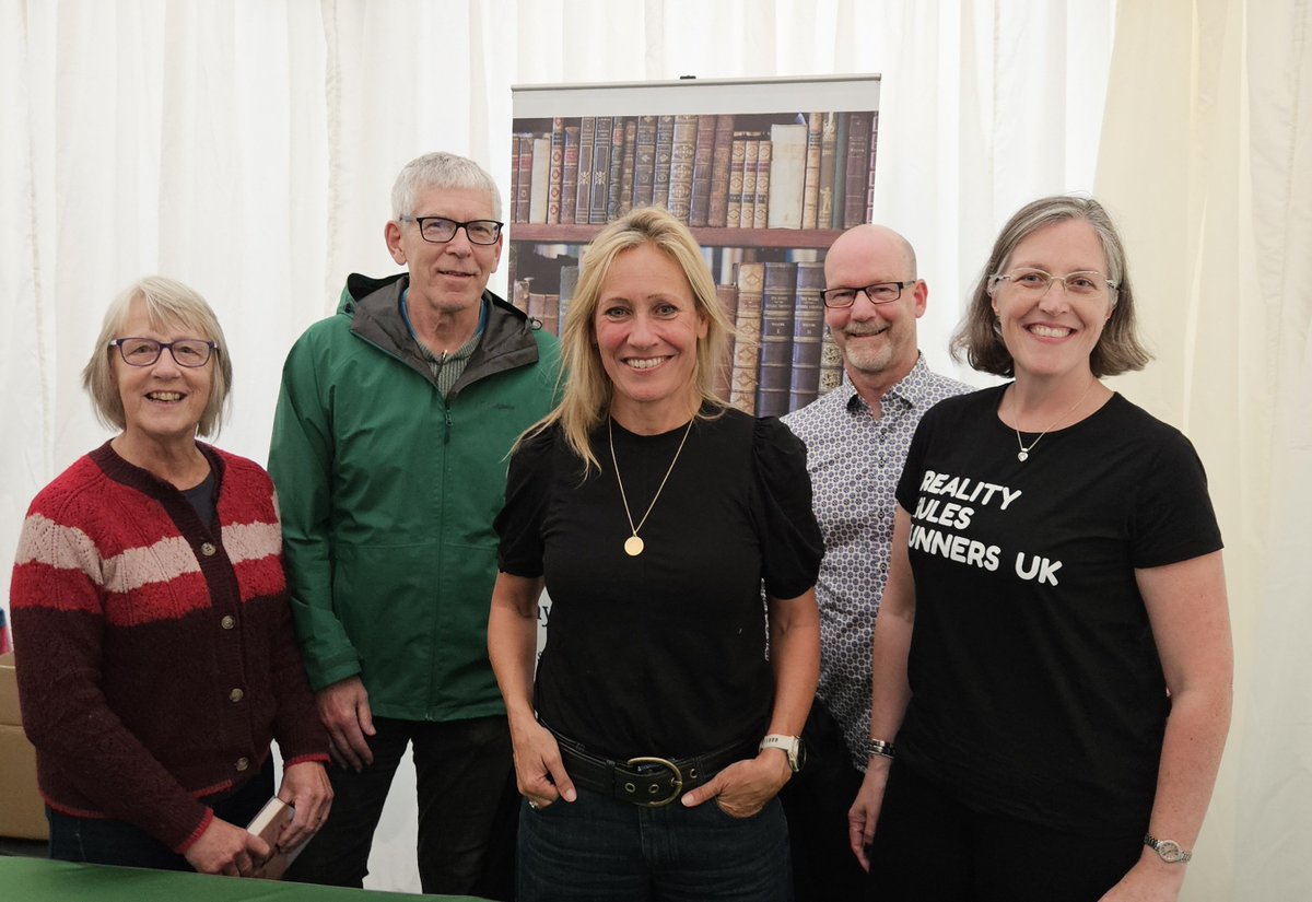 MadMummy4's tweet photo. Brilliant to chat with @Raworthontherun at @WigtownBookFest today. Turns out older women only need HRT, PMA &amp; 🏋‍♀️ to keep running 💪

Looking forward to her joining us for @parkrun's 22nd birthday tomorrow, coinciding with the official launch of the @RRRunnersUK club 🏃‍♀️💚🤍💜 https://t.co/v4PcfRMMdb