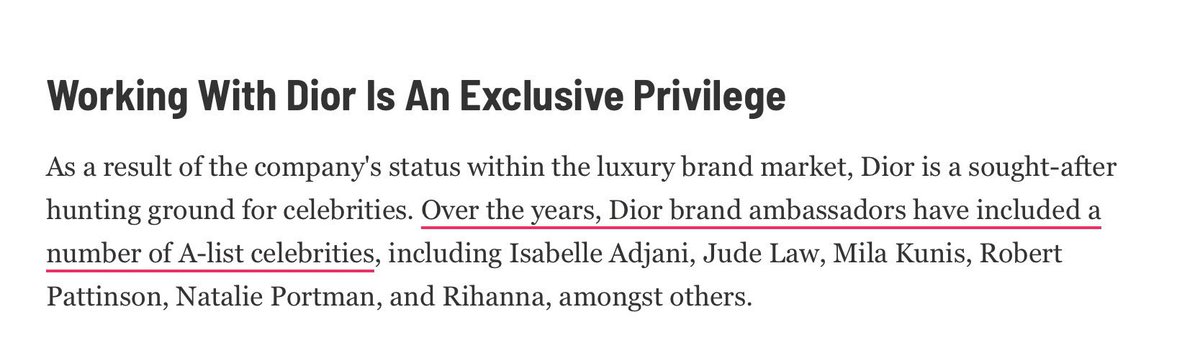 hiroppi_sp's tweet photo. Dior is a brand that almost every celebrity would want to be an ambassador for. As the media has pointed out, being chosen by Dior is already an exclusive privilege and a significant status symbol. 

Dior is known not only for offering substantial ambassador fees, but also for maintaining strong, long-term relationships with the faces it chooses. Natalie Portman is a great example. She has remained one of the key faces of Dior for years.

At the same time, Dior has a very clear hierarchy within its ambassador structure. There is an A-list tier of ambassadors who are selected directly by Dior headquarters. These are the faces who consistently receive major campaigns, significant brand exposure, and some of the highest-value contracts.

And this hierarchy isn’t exactly a secret. Dior has openly acknowledged having an A-list group within its ambassador network in media coverage.

So being able to call yourself a “Dior Ambassador” is one thing. Being consistently trusted by Dior as one of the faces they invest in is another. And this is where Jisoo’s relationship with Dior speaks for itself.

Her journey with Dior has gone far beyond simply holding an ambassador title. Over the years, she has continued to be placed at the center of major campaigns, global brand moments, and high-visibility projects across Dior’s fashion and beauty universe.

That level of consistency doesn’t happen just because someone has the Dior Ambassador title. But it’s being the ambassador Dior continues to choose.