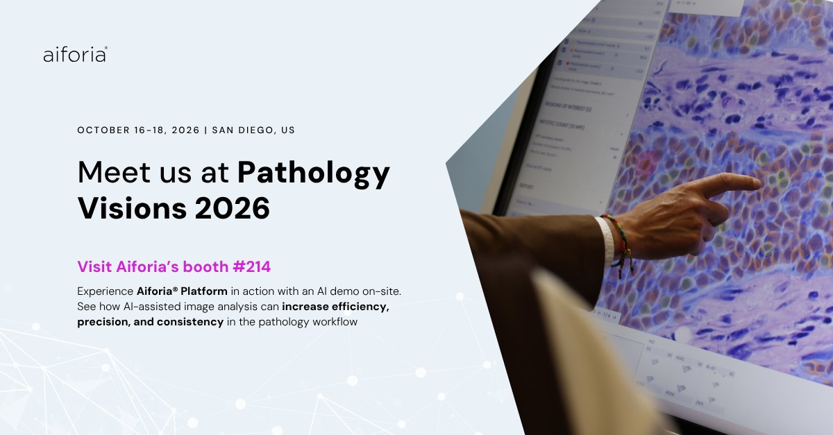aiforia_tech's tweet photo. Looking forward to #PathVisions26 by @dpatweet! Meet our team and discover more about Aiforia® Create and how Aiforia's solutions can help enhance efficiency, consistency, and accuracy in pathology workflows: https://t.co/JYr8OODxmF #DigitalPathology #AIinPathology #AiforiaCreate https://t.co/PyECWNJklK