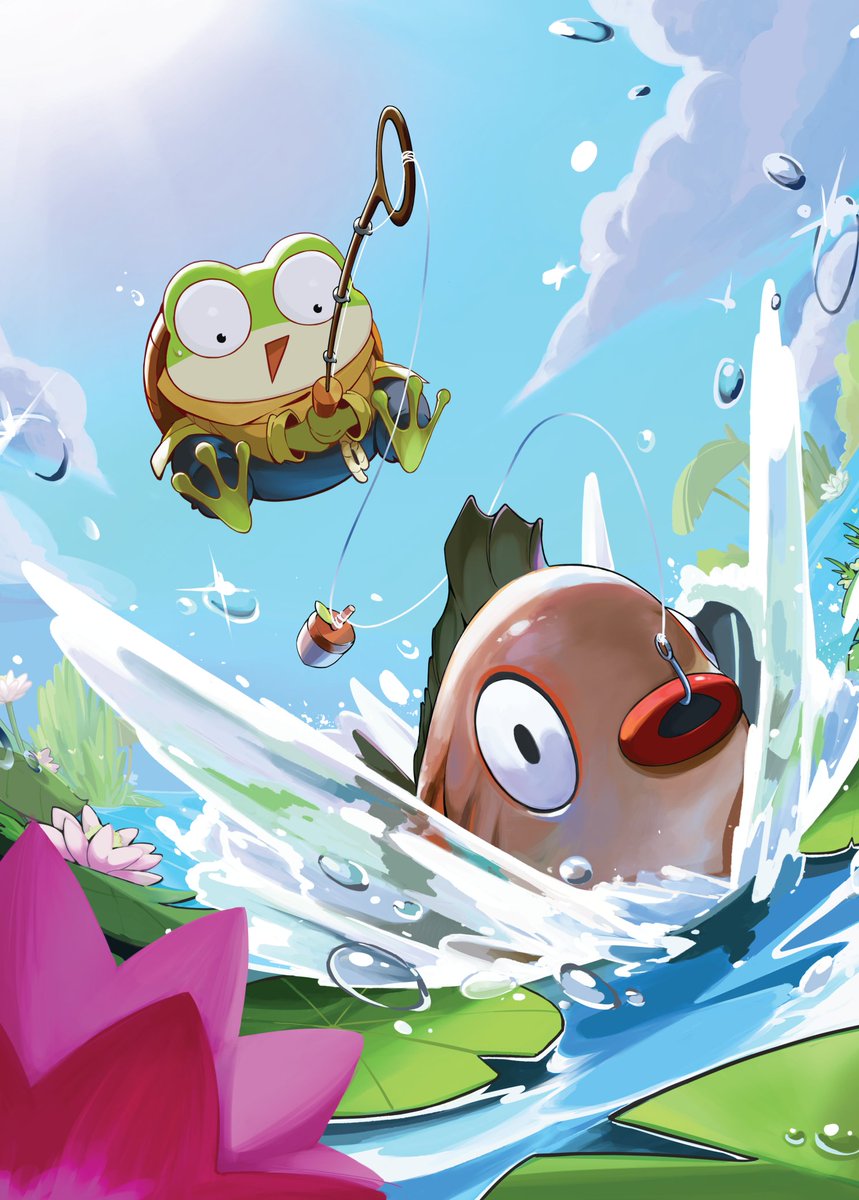 Azuki's tweet photo. Azuki community artist @Joshuayapable illustrated The Wandering Angler 🐸🎣

This exclusive alt art card is part of the Azuki TCG 1st Anniversary Collection. https://t.co/L8MhYgekoJ