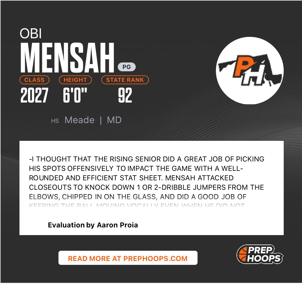 Mensah4Obi's tweet photo. Thank you for the recognition! @pr0ia @PrepHoopsMD @knownhoops @ColbyGHoops https://t.co/2IhOQBlOwK