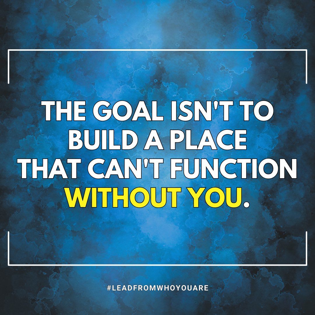Joe_Sanfelippo's tweet photo. The best evidence of your leadership might be what happens when you're not there.

Leadership isn't about creating people who need you in the room. It's about building confidence, capacity, and belief so they know they can lead when you're not. #LeadFromWhoYouAre https://t.co/aLuYM1034i