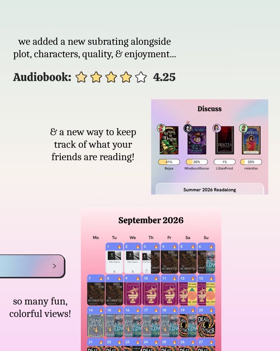pageboundapp's tweet photo. a little retrospective of how the app has changed and improved in its first year!

what hasn’t changed—our commitment to keep Pagebound
1️⃣ 100% human
2️⃣ free to use
3️⃣ focused on evergreen discussions about books https://t.co/Kf6BTOnpka
