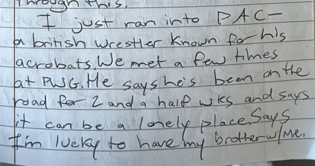 youngbucks's tweet photo. Oddly, Dana was cleaning the garage &amp; happened to find my dusty journal from 2008, which covered our first tour of Japan with Dragon Gate. Opened it &amp; immediately.. we see PAC mentioned. Thought I’d share. 

-Matt https://t.co/INuFPSdfqs