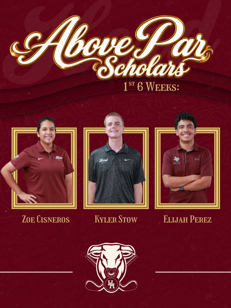 HISD_Sports's tweet photo. 🏆 Student-athletes getting it done on AND off the course m! Huge shoutout to Zoe, Kyler & Elijah for putting academics first and making the grades during the first six weeks! We're proud of you! 👏
#HerdPride #FN5GL #Entry @TMobile @hisd_sports https://t.co/KSHnluZOYa