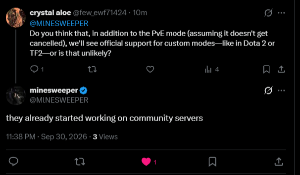 few_ewf71424's tweet photo. An insider has confirmed that the developers are working on official support for community servers (SDK for Deadlock).

aka. Tyler and minesweeper.

#deadlock @workshop #valve #modding https://t.co/xxIIv0DqcY