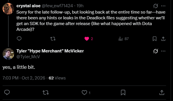 few_ewf71424's tweet photo. An insider has confirmed that the developers are working on official support for community servers (SDK for Deadlock).

#deadlock @workshop #valve #modding https://t.co/XPYtZD6MLs
