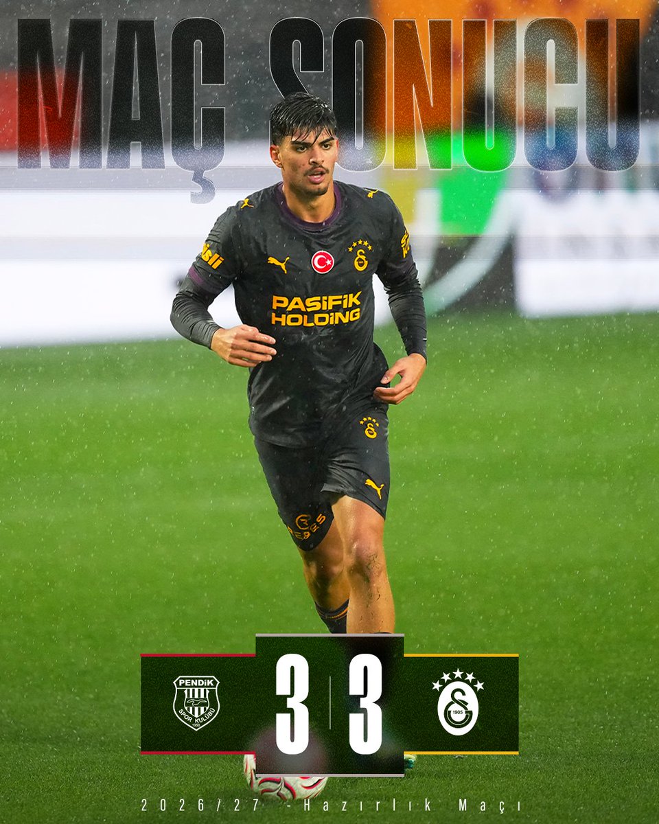 GalatasaraySK's tweet photo. Hazırlık Maçı | Maç sonucu: O. Y. Pendikspor 3-3 Galatasaray https://t.co/D1lGOHDttW