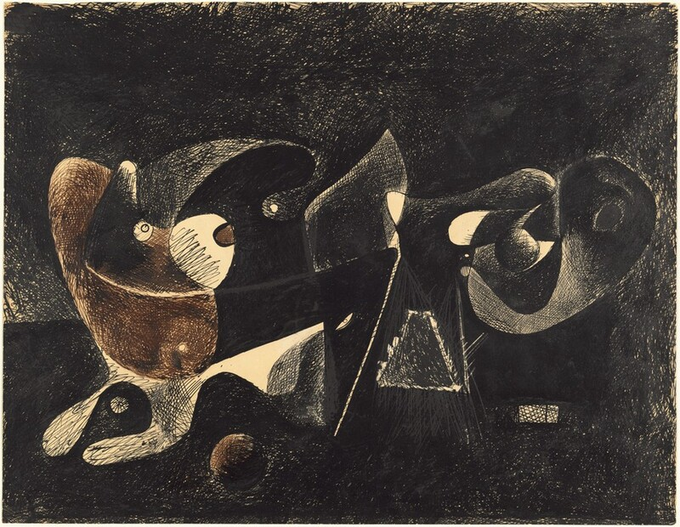 zarandillo's tweet photo. Nighttime, Enigma, and Nostalgia 
c. 1931-1934 
Arshile Gorky
pen and black and brown ink over graphite with scraping on wove paper https://t.co/hCKeNHdu3V