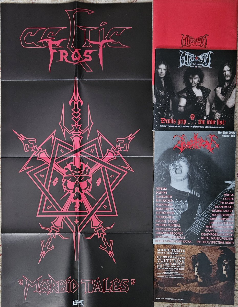 MrLeeDragon's tweet photo. Just dug out a stack of Metal 'zines.
Completely forgot I still had these.
They range from yer standard b&w copied pages, to full on pro-looking stuff. 🤟💀
 All focus on the underground extreme metal scene.

These are for sale, but can't see me bothering to eBay list 'em. Is anyone even interested in fanzines anymore?