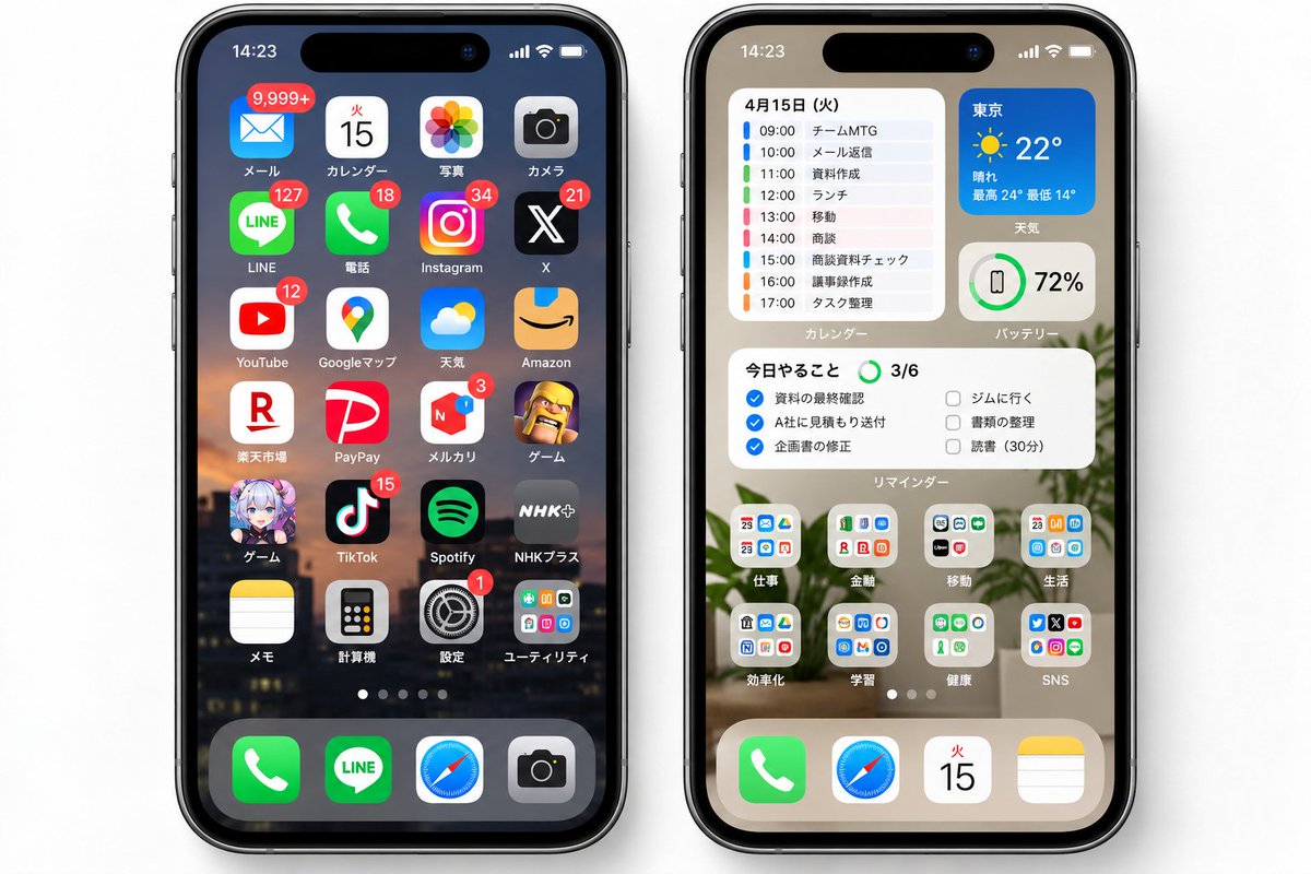 haku_health's tweet photo. iPhoneって、持ち主より正直かも。
　　　　←ポンコツ　　　　　意識高い→ https://t.co/JlUCtUehJA