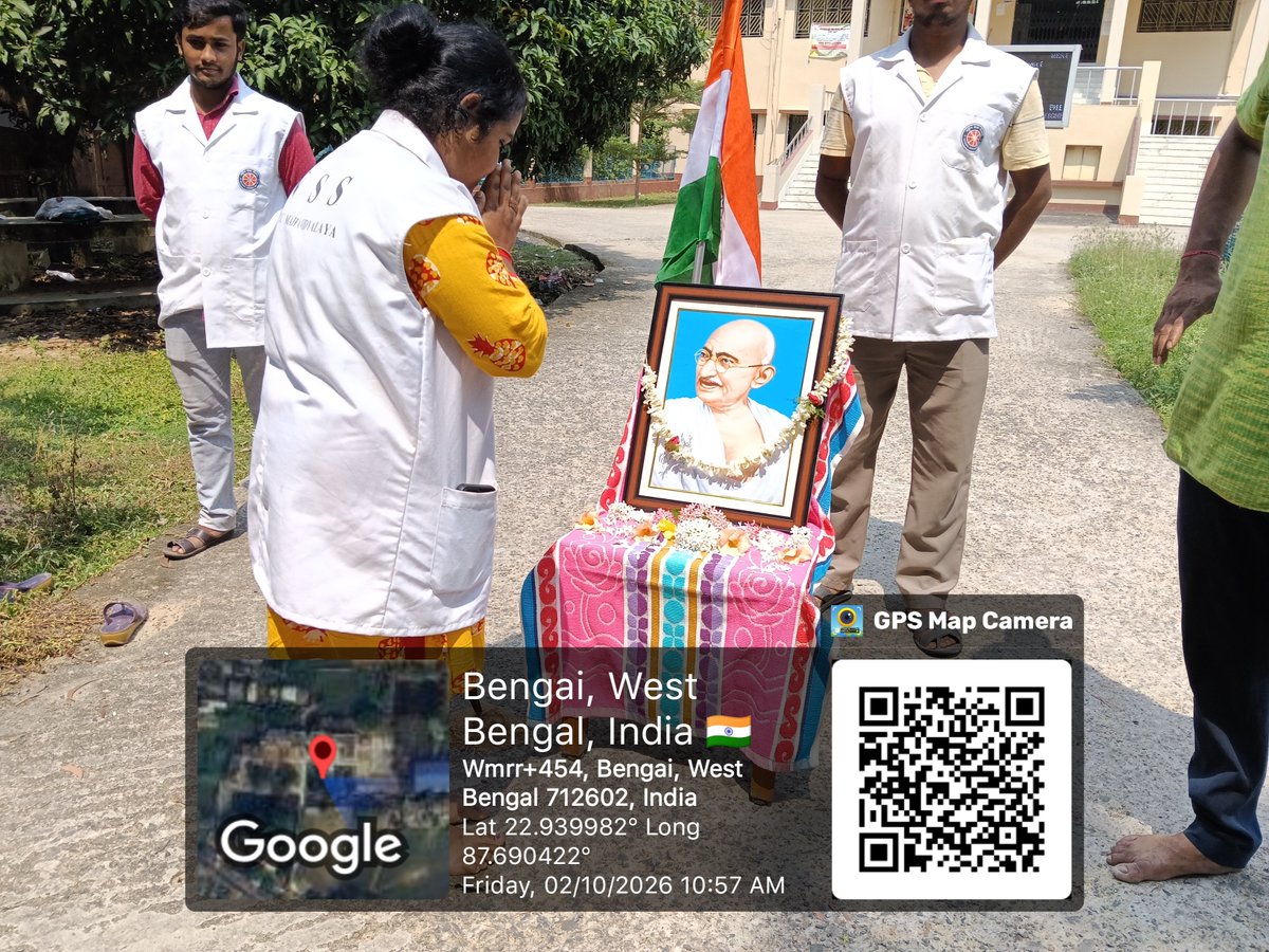 NssUnitsAkpcm's tweet photo. *Gandhi Jayanti/International Day of Non-Violence* celebration by NSS Units of AKPC Mahavidyalaya on 02/10/2026 https://t.co/gnvF9oL6hQ
