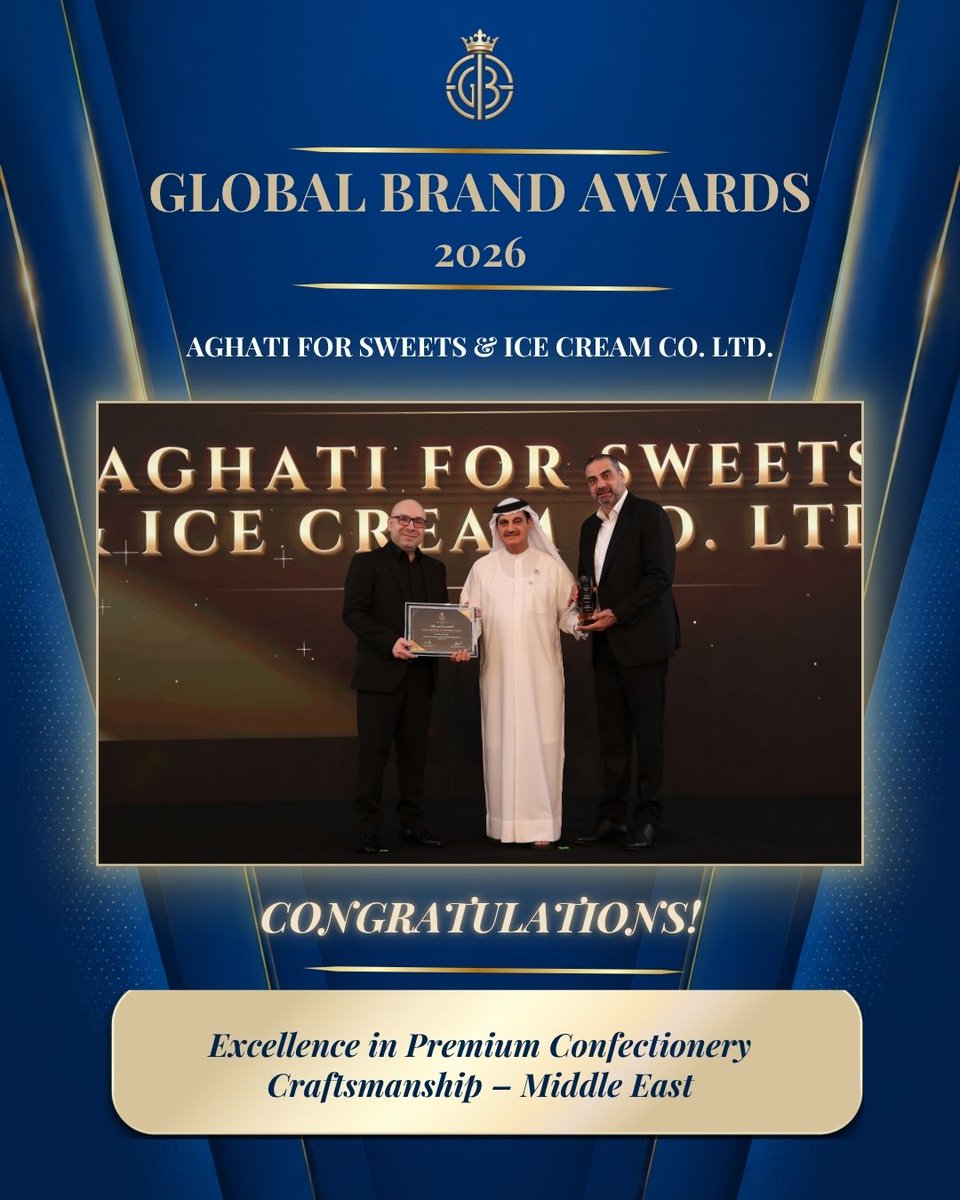 GlobalBrandsMag's tweet photo. A proud moment for the @AghatiSweets,  Winners at the Global Brand Awards 2026. Congratulations!

#GlobalBrandAwards2026 #GlobalBrandsMagazine #AwardWinners #CelebratingExcellence https://t.co/hExluFuTuu