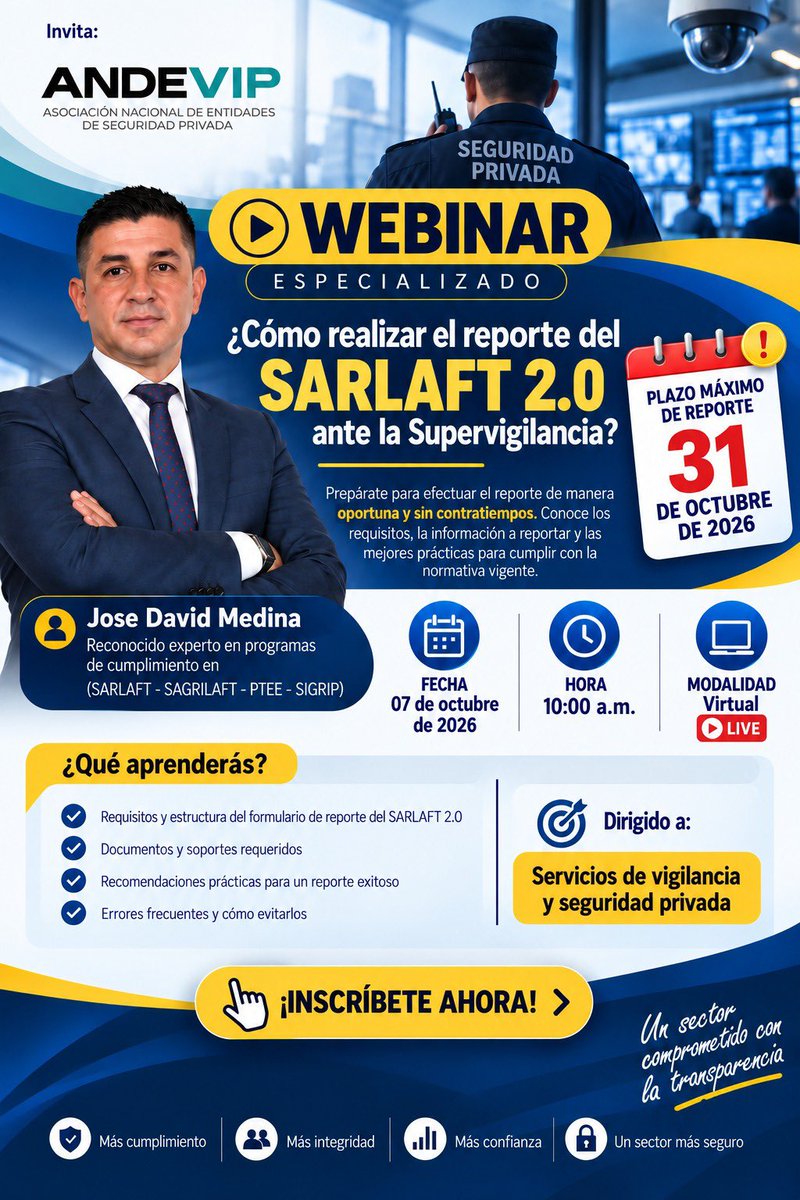 ANDEVIP's tweet photo. @ABDELAESPRIELLA @ANDEVIP apoya las decisiones impartidas por el presidente @ABDELAESPRIELLA a la @SuperVigilancia orientadas a depurar nuestro sector. @ANDEVIP capacita a nuestros agremiados para garantizar las mejores prácticas en cumplimiento de la normativa vigente. https://t.co/gM2o2ZHoKV