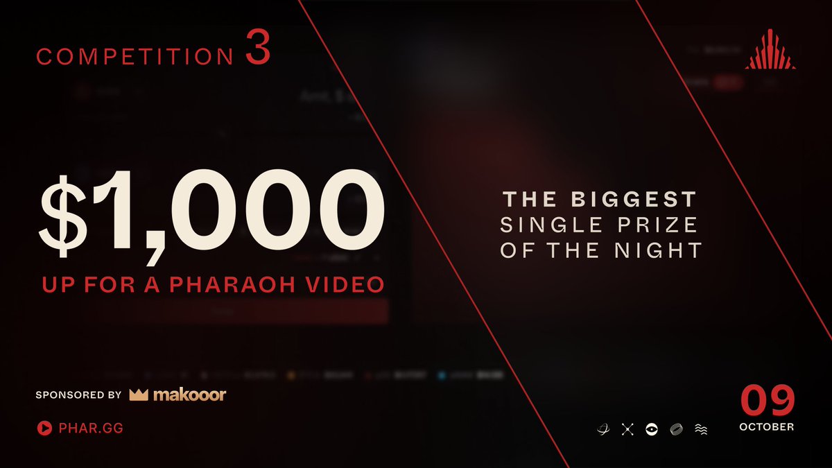 PharaohExchange's tweet photo. 🏅 Anniversary Competition 3: AI and Video Entries

Go crazy, literally create anything you want for Pharaoh. Pull out the big guns because there is $1k up for grabs.

Prizes: $1,000 / $500 / $250

Reply with your media to enter.

You must be following this account and @LHBCrypto to qualify.
Winners and shortlisted entrants at our discretion; void where prohibited for entry.