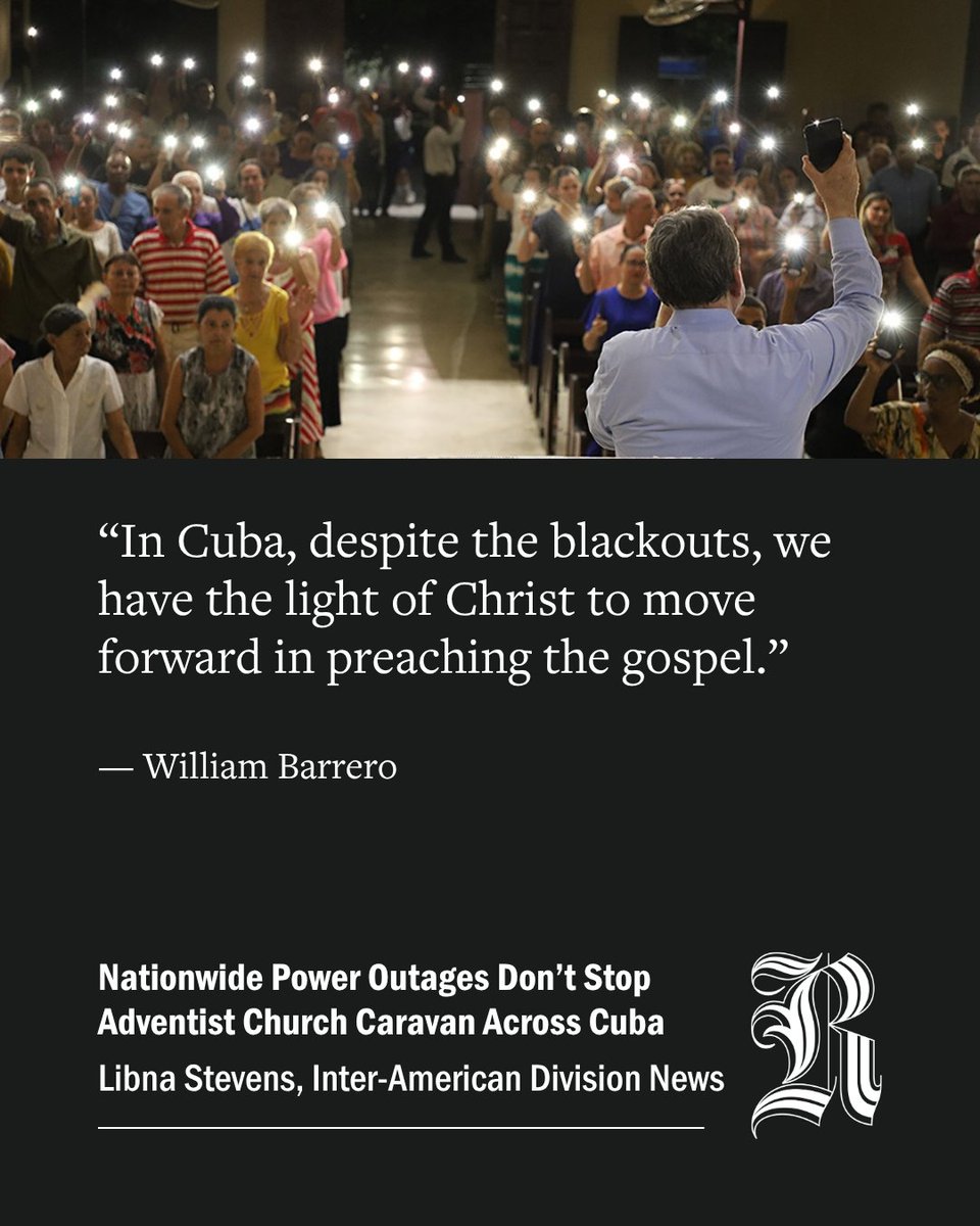 AdventistReview's tweet photo. Seventh-day Adventists across Cuba launched their local phase of the worldwide OneVoice27 initiative on September 5 during an evangelistic caravan despite nationwide power outages: https://t.co/0MTAlPAFGN https://t.co/9FY4UUHhDD