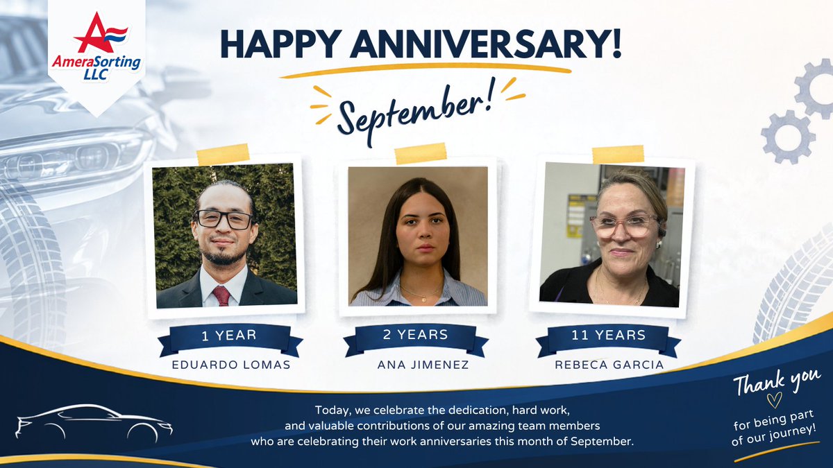 AmeraSorting's tweet photo. 𝗦𝘁𝗮𝗿𝘁𝗶𝗻𝗴 𝗢𝗰𝘁𝗼𝗯𝗲𝗿 𝗶𝗻 𝗚𝗲𝗮𝗿!

We’re celebrating our September work anniversary team members and thanking them for their dedication, hard work, and contributions to AmeraSorting.

Here’s to another year of growth, success, and moving forward together!💙 https://t.co/gs8P1ag14J