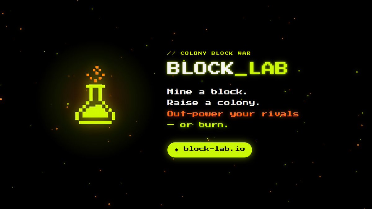 blocklabRH's tweet photo. BLOCK_LAB is live.

Your blocks go to war. Winners take everything the losers held. Losers burn.

First movers write the rules.

⚔️ https://t.co/9uNCaJu4tT https://t.co/efTLXMSQyL