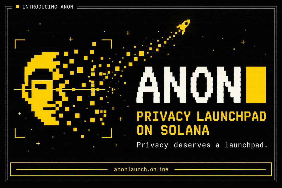 AnonLaunchX's tweet photo. Privacy deserves a launchpad. 🟨

Meet $ANON, a privacy-focused launchpad on Solana, bringing privacy to the conversation around token creation.

Discover ANON → https://t.co/dUeWWLrG4z

#ANON #Solana #Privacy https://t.co/JzPcPGFPrf