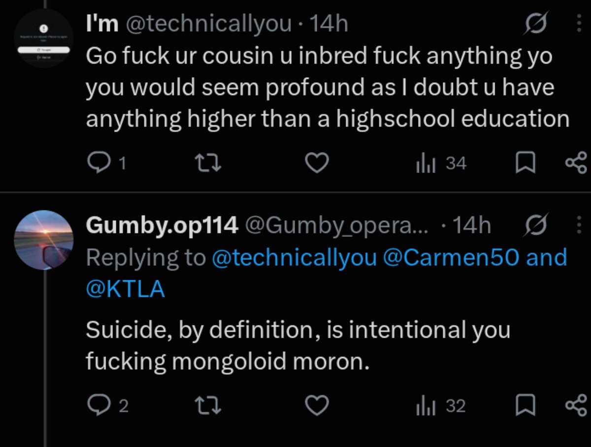Tyraniiikarp's tweet photo. @technicallyou @504Johnathan @B3r6h @ChumBucketDrama Says the retarded fuck who can't spell 😂 🤡. You're just full of stupid half baked opinions aint you. "SUICIDE ISNT INTENTIONAL" ARE YOU BRAIN DEAD 😂😂😂😂😂🤣🤣 🤡🤡🤡🤡🤡 https://t.co/7W2OJSgIQk