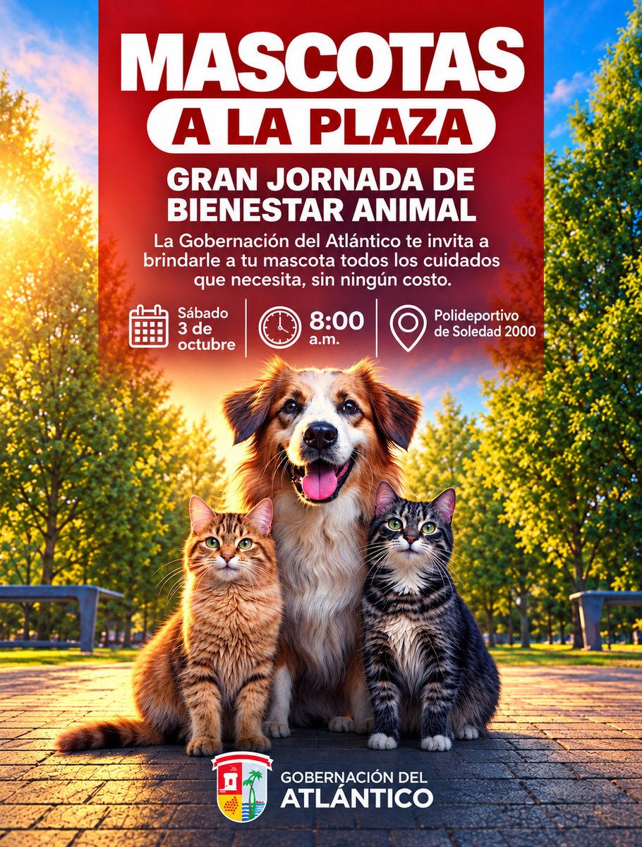 veranodelarosa's tweet photo. ¡Soledad, mañana le dedicaremos un espacio muy especial a nuestros ‘peluditos’! 🐶🐱

Te esperamos desde las 8:00 a. m. en el Polideportivo de Soledad 2000 para disfrutar de una nueva jornada de Bienestar Animal, pensada en brindarles a nuestras mascotas todo el cuidado que merecen. Recuerda que es ¡gratis!

Lleva a tu compañero de cuatro patas y vivamos juntos una mañana llena de amor y bienestar. 🐾