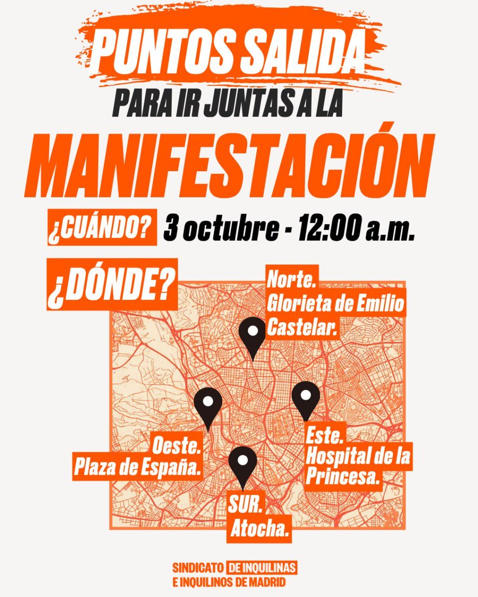 GanemosColmenar's tweet photo. 📢Mañana sábado 3 de octubre a las 12h, el @InquilinatoMad  convoca una gran movilización en defensa del derecho a la vivienda.

📍 Columna Norte: de la Glorieta de Emilio Castelar a laPlaza de Cibeles https://t.co/qrqwSScDh5