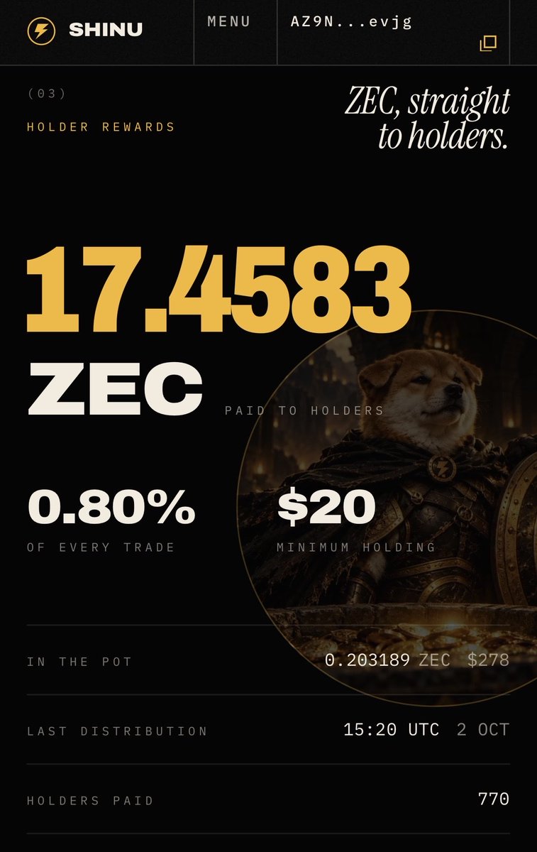 ShieldedInu's tweet photo. The new solana:AZ9NHodnyb6wPYian1Fd9HF1mfvPNkJEecExVT1Sevjg website shows how much ZEC has been paid out to holders

Check it out:

https://t.co/uoOhgHSOxn https://t.co/N0Xgi0rc3x