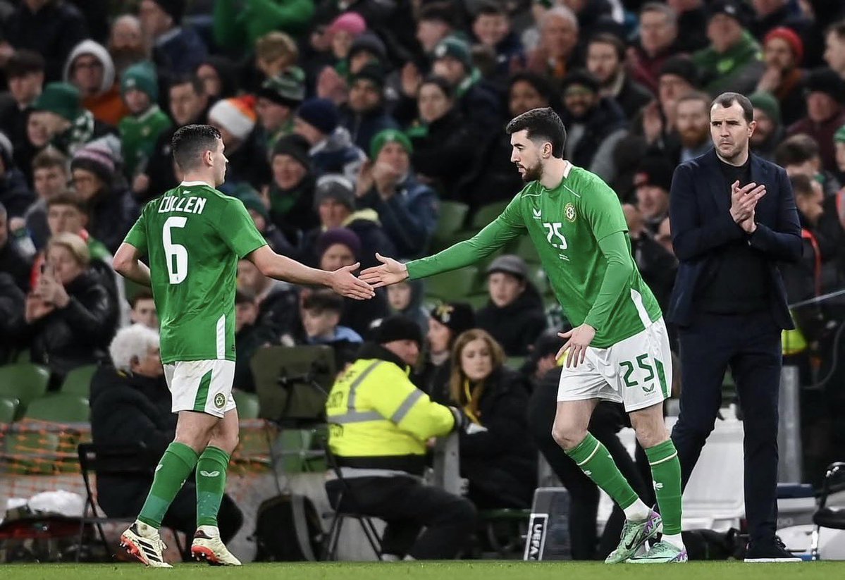 IFBMedia's tweet photo. Finn Azaz💚

Finn could have played for England, Israel or Ireland. He chose Ireland. "It was always Ireland."

Don’t let anyone try to argue and tell you otherwise!

His father Tim grew up in Cork, and Finn came visited Ireland often as a child. His great uncle is Brian Murphy, the Cork dual star who won All-Irelands in hurling and football.

Growing up in Birmingham, Finn was as sharp off the pitch as on it. Nine A*s at GCSE at King Edward's School, then A-Levels in French and Business while a scholar at West Brom. He even kept studying French and Spanish afterwards, just for his own personal development.

On loan at Plymouth, he quietly volunteered once a week at St Luke's Hospice. After he left the staff 
spoke, describing him as having "a heart of pure gold." He gave patients VIP treatment and walked one young fan onto the pitch as a mascot.

That's who Finn is. Yet there’s always been this uncomfortable criticism of Finn which has been amplified in recent weeks.  

He’s been treated like something else entirely. Not because of anything he did. Because of who his family is.

His loyalty doubted, his heritage thrown at him like an accusation. Some of it from people who should know better, including a former Ireland centurion.

Heimir described him recently as one of "the people I admire the most in all of this." Then on Thursday he stood up again. 

Against Austria, he had more touches than any other Ireland player. Starting deeper alongside Coventry, he was exceptional, driving us forward with the kind of passing we've been crying out for in that position. His cross-field ball helped create the penalty for our second goal.

He was later pushed further forward into the #10 role, where he he’s most effective at club level.
His influence on the game faded with the switch. 

With Ireland he’s more effective deeper, in attacking midfield Ireland need a more “direct energy” which doesn’t suit him. But he can give us the control and quality on the ball we've lacked from deep.

Whatever your view on the wider debate, no player should be made to feel unwelcome in the green jersey because of his family.

Finn chose us. Now it's our turn to back him💚