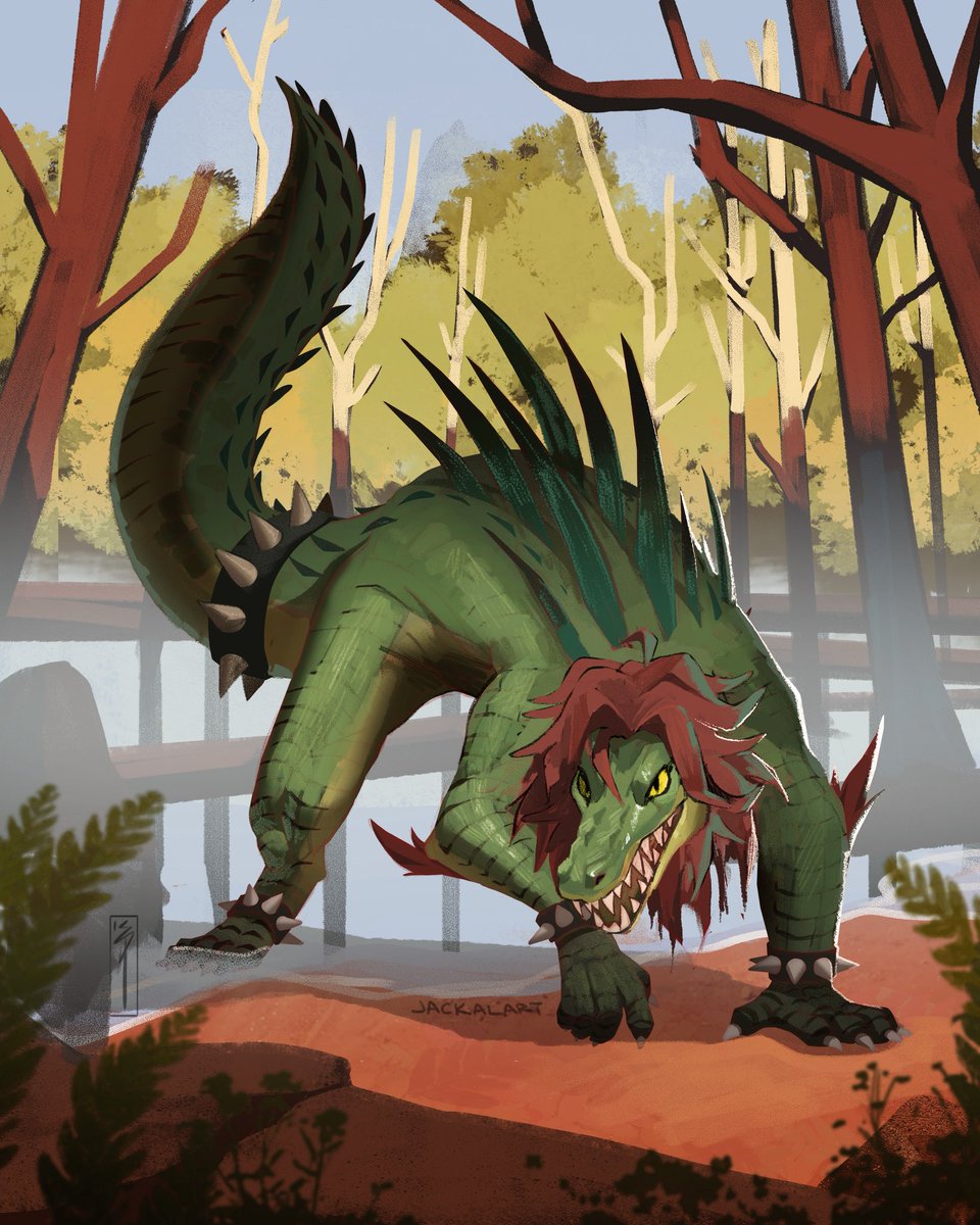 jackalarts's tweet photo. day 2 of #weretober2026 maned crocodile! https://t.co/UcPjA3I4zD