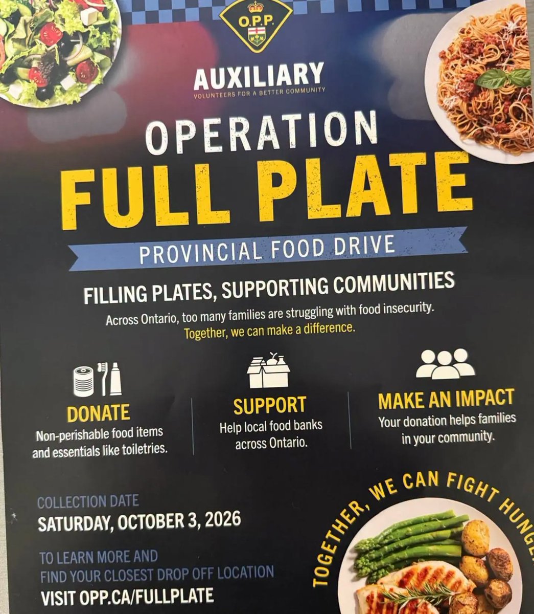 RHFoodBank's tweet photo. This Sat, Oct. 3, #AuxiliaryOPP units from across the province will participate in #OperationFullPlate.
Auxiliary with #407OPP will be at Longos in Thornhill Vaughan, collecting food for our @RHFoodBank, serving families in Thornhill and Richmond Hill. Pls #GiveWhereYouLive! https://t.co/X9ZyoYdXee