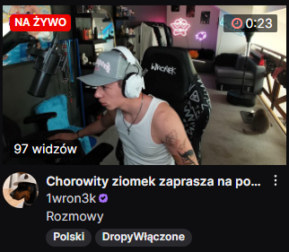 TotalnyChampion's tweet photo. Bandura Cartel, Hellfield, cały CrackHouse Carel i prezydent Nawrocki nie byli w stanie wybić Wronka żeby miał ponad 100 widzów na żywo jak streamuje sam XD https://t.co/G2hwm5RhTD