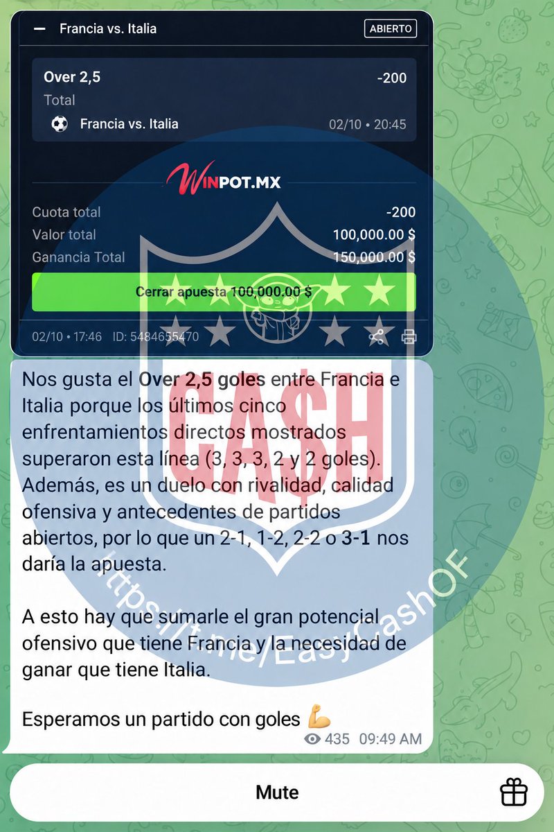 AdrianoPicks_MX's tweet photo. 🚨 𝗣𝗜𝗖𝗞 𝗗𝗘 𝗔𝗟𝗙𝗥𝗘𝗗𝗢 𝗩𝗔𝗟𝗘𝗡𝗭𝗨𝗘𝗟𝗔 🚨

🔥 Francia vs Italia pinta para partidazo y vamos por los goles. Hay $100,000 en juego y 𝗯𝘂𝘀𝗰𝗮𝗺𝗼𝘀 𝗰𝗼𝗯𝗿𝗮𝗿 $𝟭𝟱𝟬,𝟬𝟬𝟬 💰

Más apuestas 𝗚𝗥𝗔𝗧𝗜𝗦 de #AlfredoValenzuela 👇
https://t.co/TJscdKTHoL https://t.co/Jwq3DHbG2i