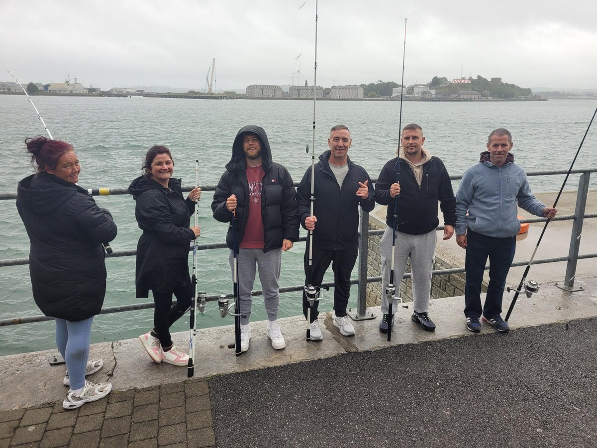 CoolmineTC's tweet photo. A great day out in Cobh for our clients, who braved the weather and were well rewarded with a few Pollock catches!

A big thank you to Keith Purcell for organising another fantastic day out.

#CoolmineTC #RecoveryWorks #Community #Wellbeing #OutdoorActivities #RecoveryJourney https://t.co/FOqEuppzR0