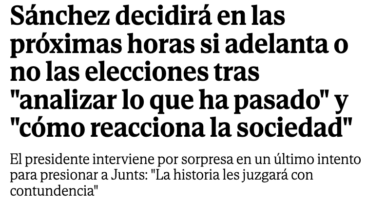 diazvillanueva's tweet photo. Traducción. Va a dedicar los próximos dos días a escudriñar encuestas. Si ve que tiene la más mínima posibilidad de seguir en la poltrona convocará. De lo contrario agotará la legislatura hasta el último minuto. De esto come mucha gente y no está la cosa como para renunciar a ocho o nueve meses de canonjías, gabelas, falcones, periodistas en nómina, abogados del Estado, caravanas de vehículos oficiales, super pumas en la puerta, maretas y vacaciones de esquí a todo lo que da.