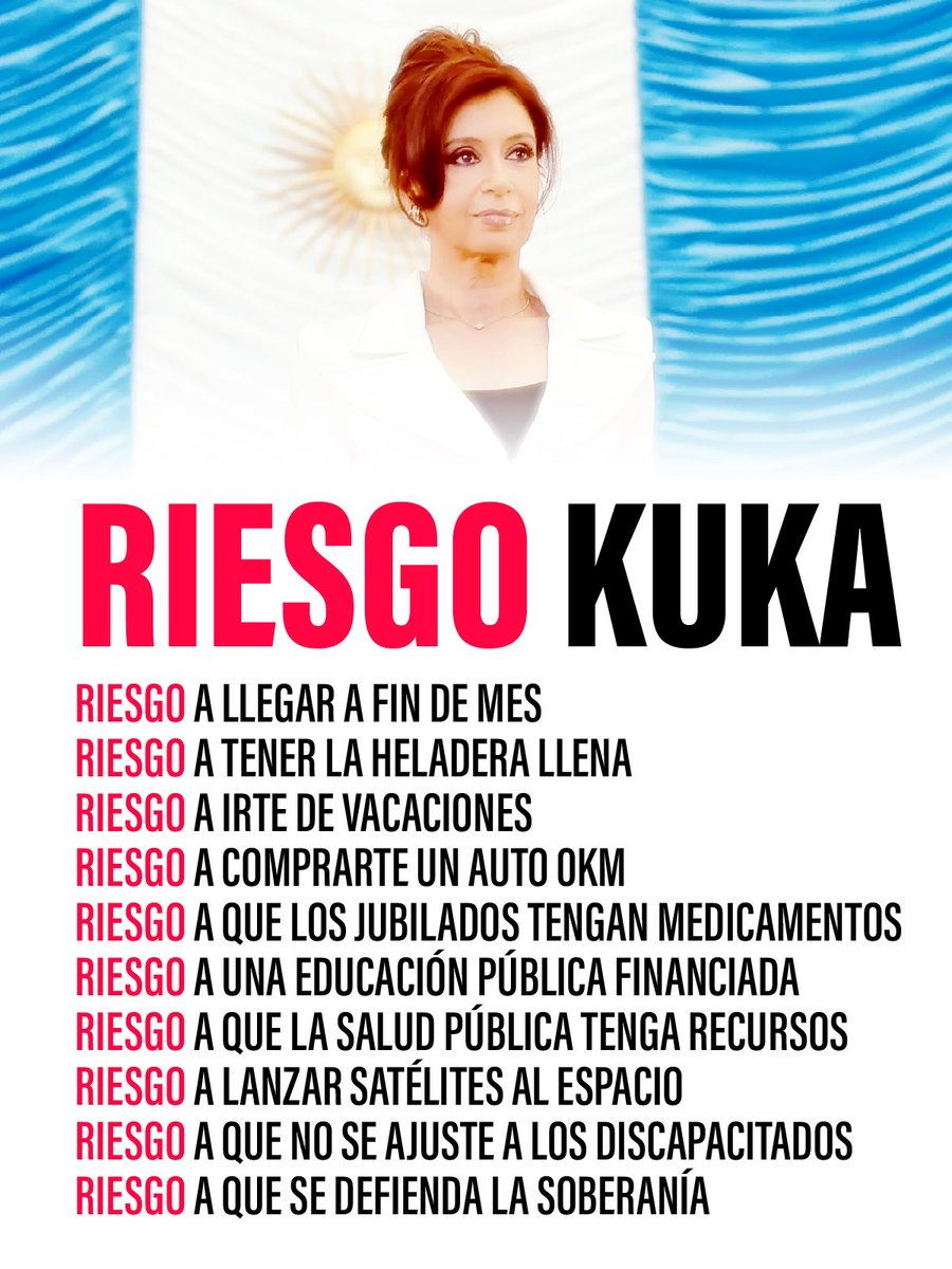 capitana_cfk's tweet photo. QUE VUELVA EL RIESGO KUKA ✌🏼

#CristinaLibre https://t.co/Oq91bnTxm9