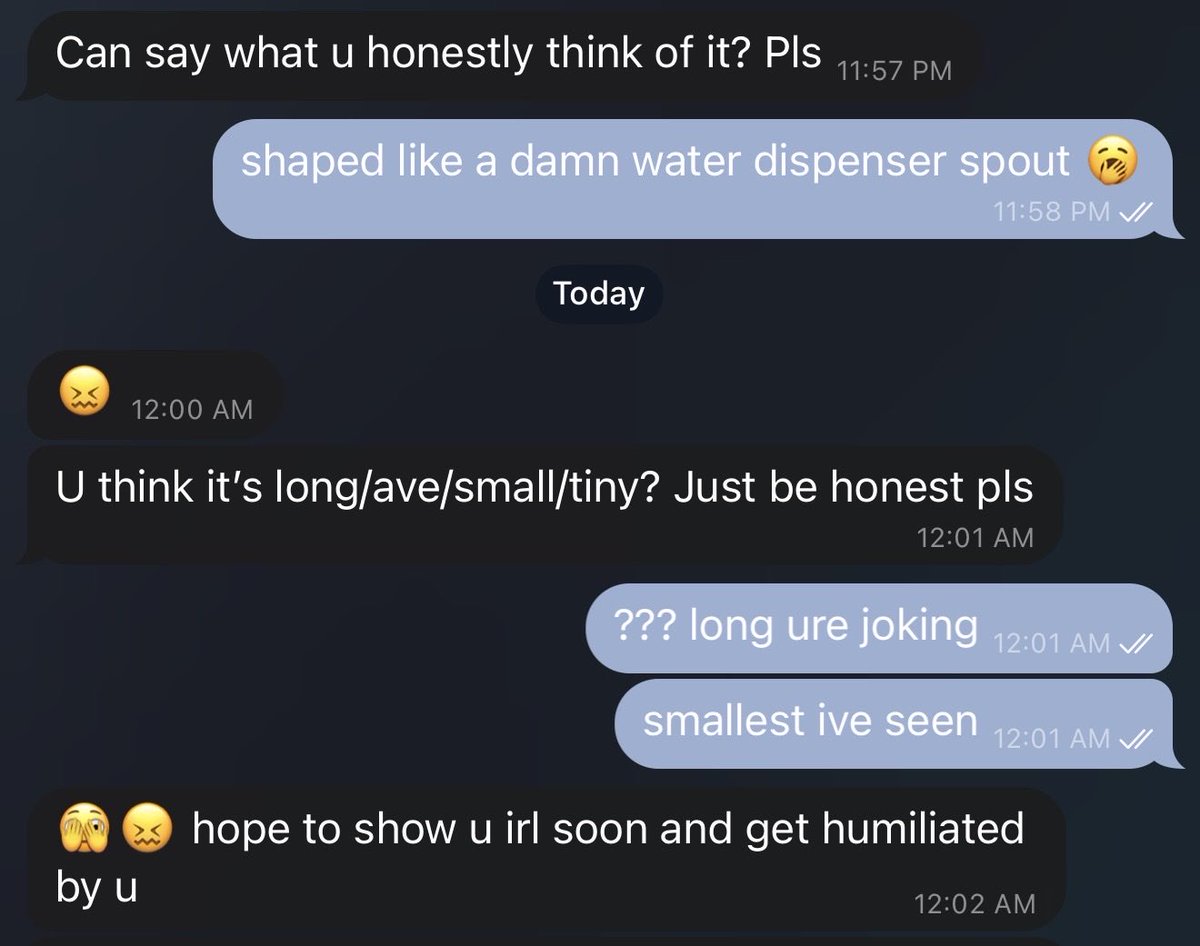 minownsu's tweet photo. bro really asked if it was long after i called it a water dispenser spout the copium is unreal 😭

#sph #findom #finsub #cockrate #humiliation https://t.co/ybxAcvoye2