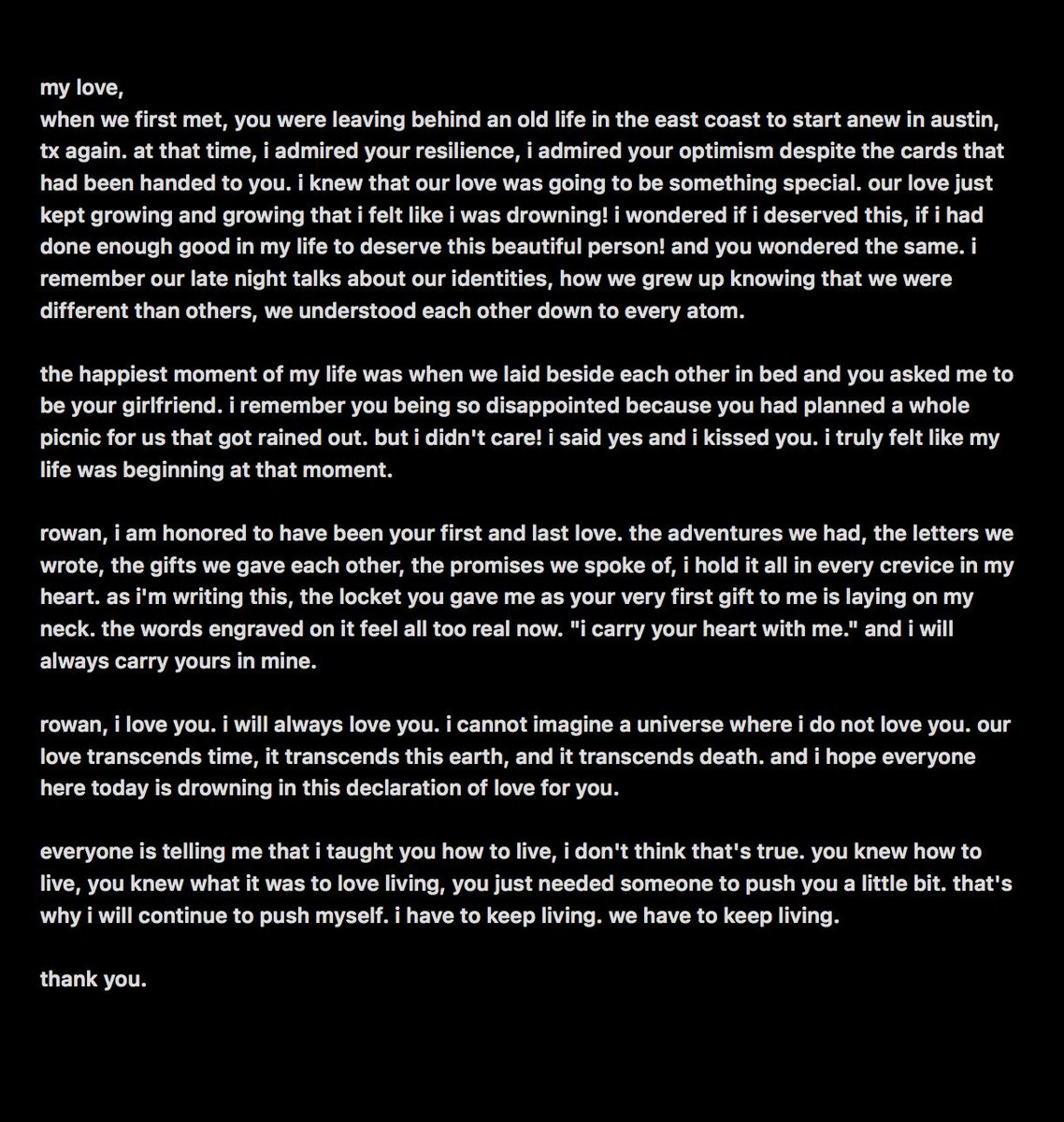 esafemme's tweet photo. my eulogy to my rowan. i love you. https://t.co/k91V5YH0k2