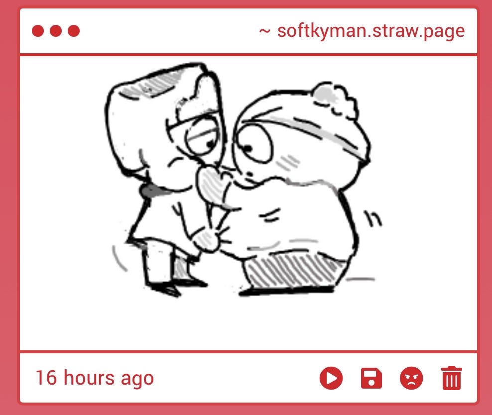 softkyman's tweet photo. caring cartman 🥹 #kyman 
js look at him zipping up Kyle’s jacket 
I’m extremely shocked how people can draw so well on that tiny square! Thank you so much anon for your input ❤️❤️🥹
(If I interpreted it right) https://t.co/tTqwLCFWKY