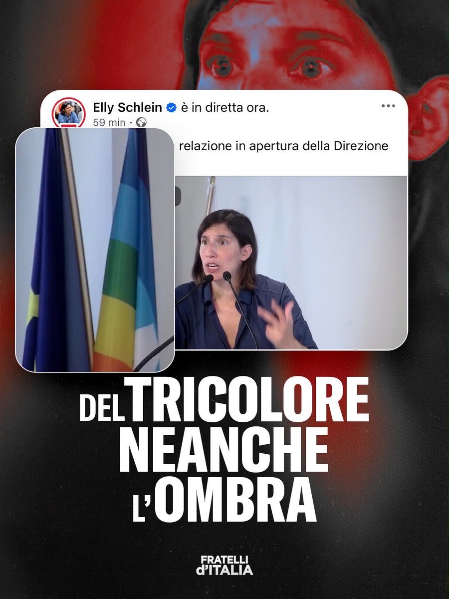 FratellidItalia's tweet photo. Alla direzione nazionale del Pd, c’è il solito grande assente: il tricolore. https://t.co/nC8ZlJCNl0
