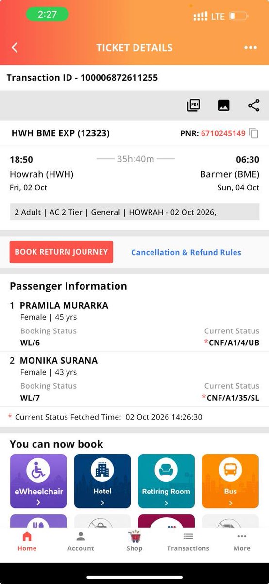 AstroShraman's tweet photo. Train No 12323 PNR 6710245149 boarding from HWH - due to high traffic they boarded train in last sec for that they were in the last boggy as soon as train reached next station Asansol, both reached A1 - and Found TT cancelled tickets as per rule incorrect @drmhowrah @srdcmhwh https://t.co/d3o9GeSz08