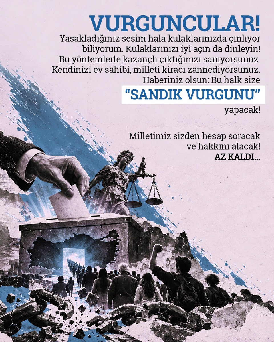 CA_iletisim's tweet photo. Türkiye’nin gündemi “VURGUNLAR!”
AK Parti hükümeti ve saray zihniyeti tamamen çökmüştür.

Asrın Soygunu “FON VURGUNU” ile milletimizi göz göre göre 20 milyar dolar bedelle soyanlar hesap vermekten kaçma ve milleti oyalama yoluna girmiştir! https://t.co/IJmDE2l916