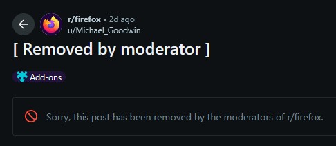 slayerduckie's tweet photo. Googled on how to get rid of the garbage firefox update that makes the browser look like someone puked on it, click first link, removed by firefox moderator. Ok then. F you to reddit mod. about:config > browser.nova.enabled > false https://t.co/sJzqgX75tT