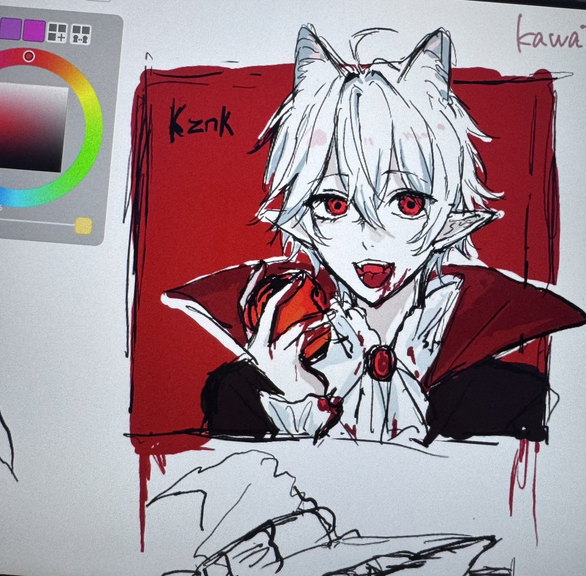 Yuko0wt2's tweet photo. #かず猫の雑談
#ねぎどらーと
また茶絵してきました――！
左下に可愛い子がちびキャラの葱ちゃんを描いてくれていて、あまりに可愛いので一緒にスクショしちゃいました！😸😸💗
（猫が本当に描けなくて、ちょっとおバカっぽくなっちゃった！） https://t.co/F0BJC4A0jr