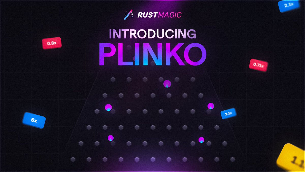 RustMagicCom's tweet photo. PLINKO IS COMING TO RUSTMAGIC. 👀

One drop. Endless possibilities.

Just one of the many things coming with RUSTMAGIC 2.0.

🎁$50 to a random RT. https://t.co/oPFXdh5dKL