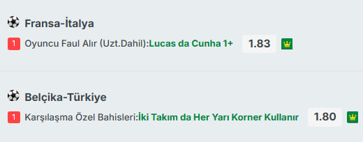 burcidovic's tweet photo. Günün ikilisi;

Lucas 1 faul alır 1.83 #Stake9
Belçika Türkiye her iki yarıda korner kullanır 1.80 #Stake8 

Lucas Da Cunha Son maçta 11 başladı ve 2 faul aldı, çok daha sert oynayan İtalya'ya karşı 1 faul alma ihtimalini çok yüksek buluyorum. 

Türkiye maçı içinde git gellerimiz maç içinde çok oluyor, bazen yükleniyoruz bazen rakibe izin veriyoruz ama bence en önemlisi güven vermiyoruz. Belçika'nın da bizim seviyemizdeki rakiplere karşı daha iyi oynadığını kötü yakaladığı zaman sonuna kadar yüklenebildiğini özellikle İtalya maçında gördük. O maçı 8 korner ile tamamladılar. Bugün ise bizimde Arda'nın kornerlerinin peşinde olduğumuz bize kazandırabilecek oran olarakta çok değerli bir bahis.