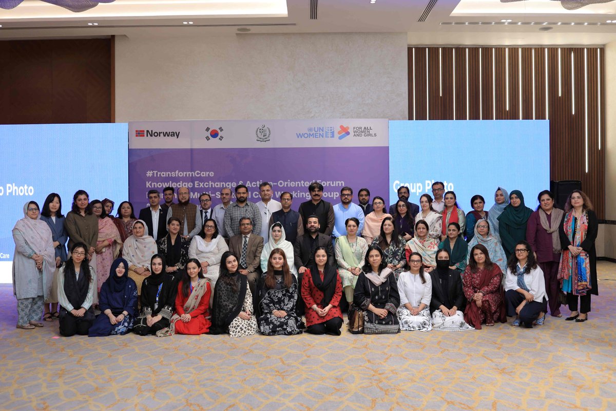 unwomen_pak's tweet photo. #TransformCare Forum concluded with launch of Pakistan’s first Multi-Sectoral Care Working Group by @mohrpakistan in partnership with UN Women Pakistan. @BrAqeelMalik, Minister of State for Law & Justice, reaffirmed Government’s commitment to coordinated national care agenda. https://t.co/cHXiEMQqz6