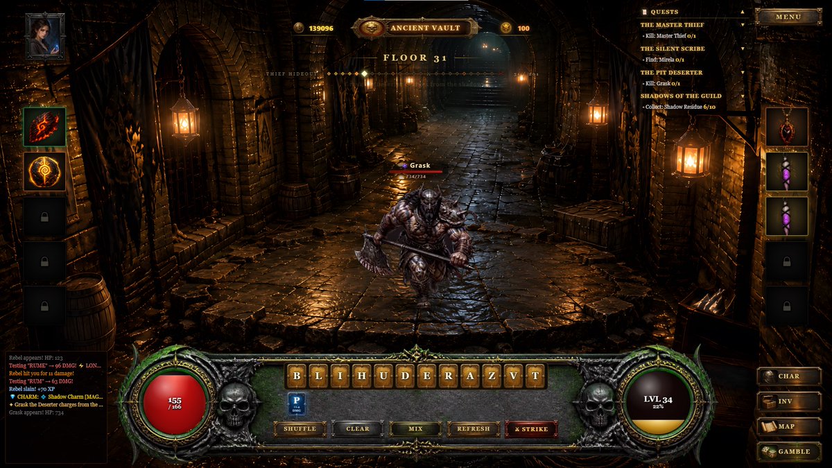 masterzak3's tweet photo. Tome of Ruin: The Word Dungeon | Every word is a weapon
Monster slain Each kill brings gold, experience and a chance at loot.
#IndieGame #IndieDev #GameDev #WordGame #DarkFantasy #RPG #DungeonCrawler #SoloDev #SteamGame #ComingSoon #Gaming https://t.co/NlVGqofS94
