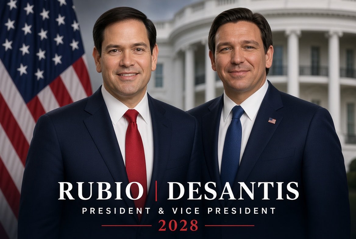 peter85167's tweet photo. My choice to run America in the upcoming 2028 presidential elections.

How likely would you be to vote for this team to lead America?

A. Likely  
B. Unlikely https://t.co/aTUdd6uCLj