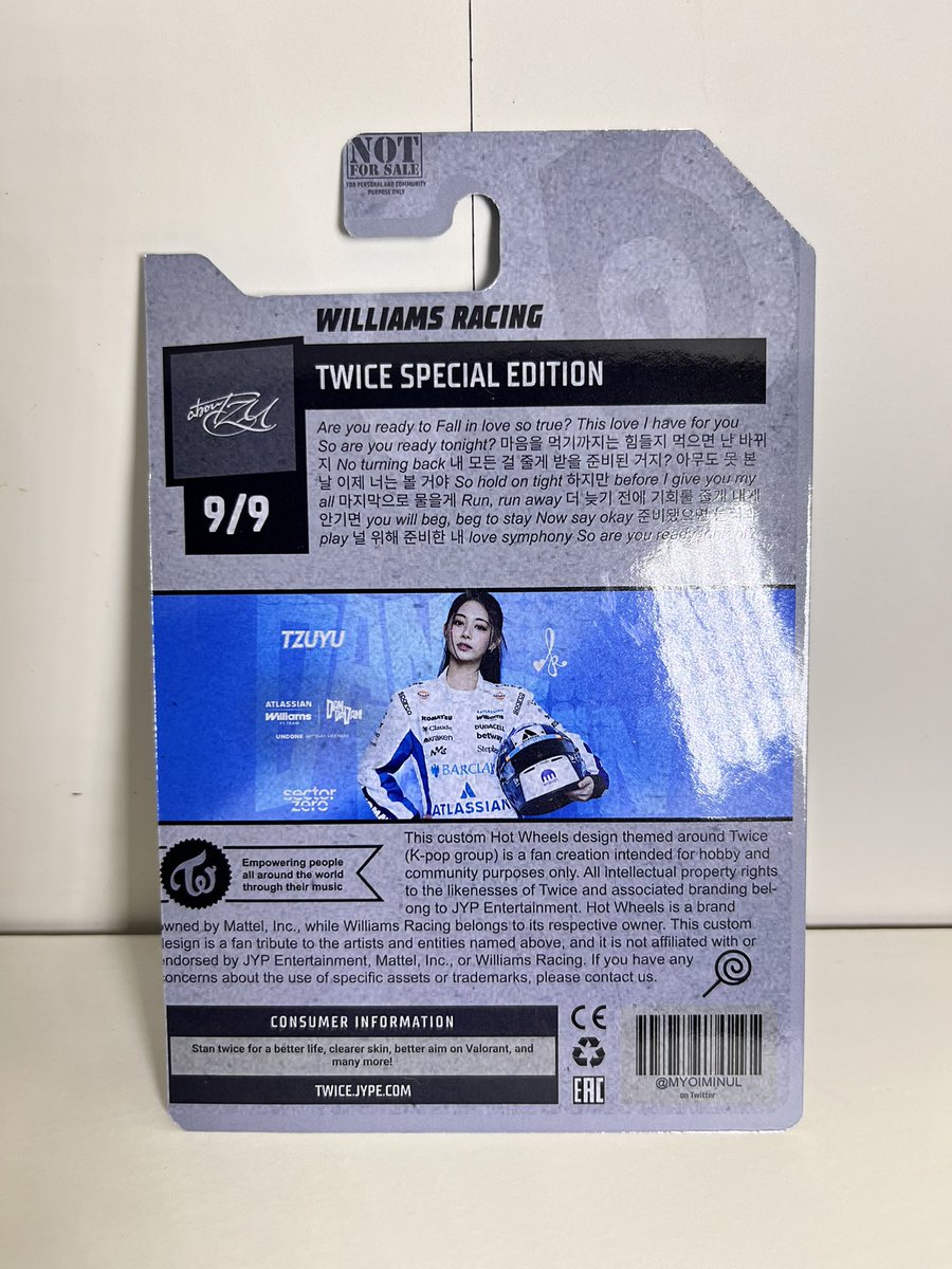 myoiminul's tweet photo. I made a custom Tzuyu Hot Wheels with a Williams F1 Team car.

#HotTwice. https://t.co/Y6u7UdHkH4