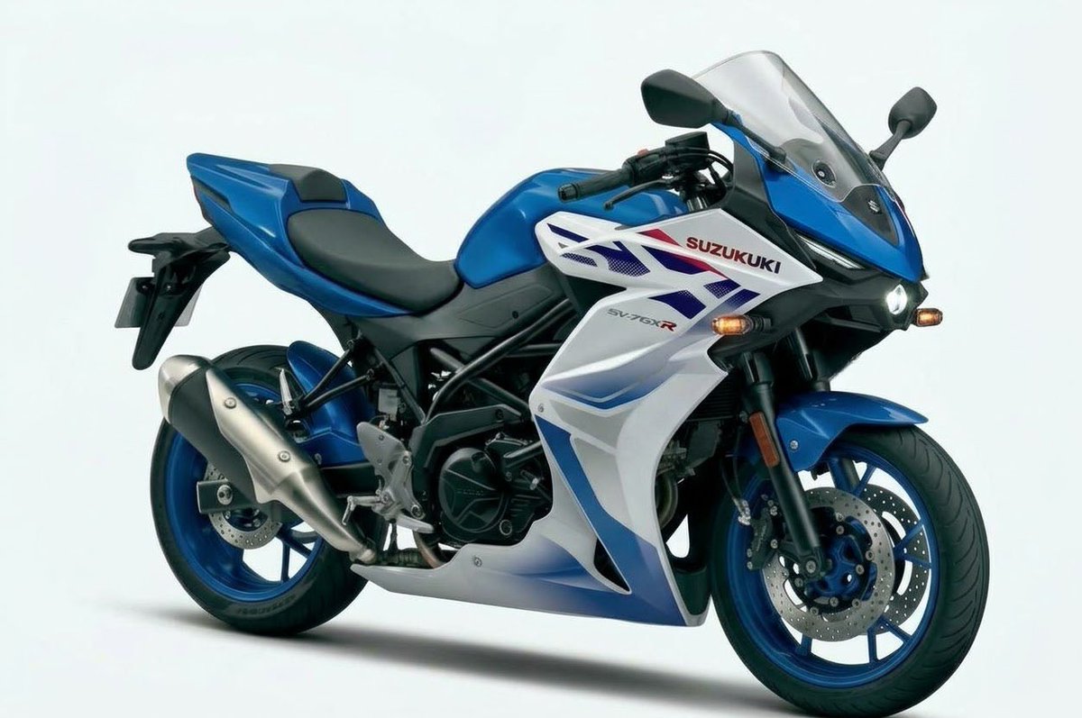 PutiMotor's tweet photo. #妄想バイク
 スズキ「SV-7GXR」

スズキから新型クロスオーバーモデル「SV-7GX」が登場しましたが、生産終了を惜しまれた「SV650」の後継機ですから、今後の派生モデルを期待して、スポーツツアラーモデルを妄想しました。 https://t.co/TjRxUVVig4